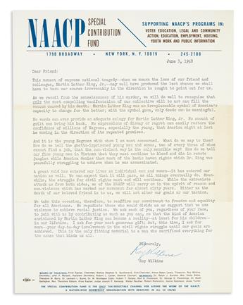 (KING, MARTIN LUTHER.) He Had a Dream flier with Roy Wilkins letter for the NAACP Special Contribution Fund.